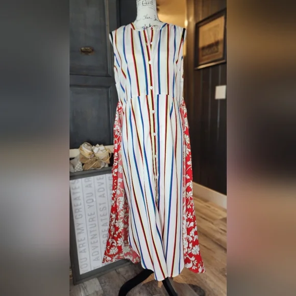 Gabby Isabella Colorful Floral Striped Wrap Dress - Picture 4 of 8